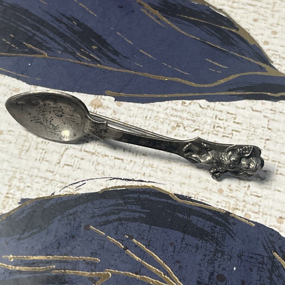 Vintage Sterling Silver Angel cherub Salt spoon pin / Brooch Collectible
